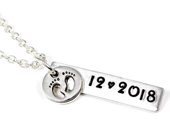 Baby Birth Necklace, Stillborn Remembrance Necklace, Push Present, Pregnancy Announcement, First Time Mom Gift, Rainbow Baby, Loss Of Child