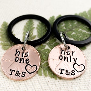 His One Her Only Keychain Set, Copper Anniversary Gift, Matching Couples Keychains, Gift For Boyfriend, Husband Gifts, 7th Anniversary Gift