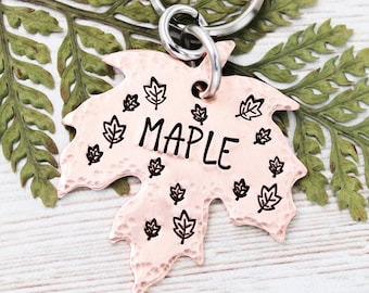 Maple Leaf Dog Name Tag, Fall Pet ID Tags, Nature Dog Tags, Autumn Dog Collar Tag, Thanksgiving Cat Name Charm, Fall Weather, Autumn Charms