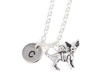 Chihuahua Necklace, Chihuahua Jewelry, Initial Necklace, Chihuahua Gift, Chihuahua Mom, Dog Necklace, Dog Breed Necklace, Dog Lover Necklace