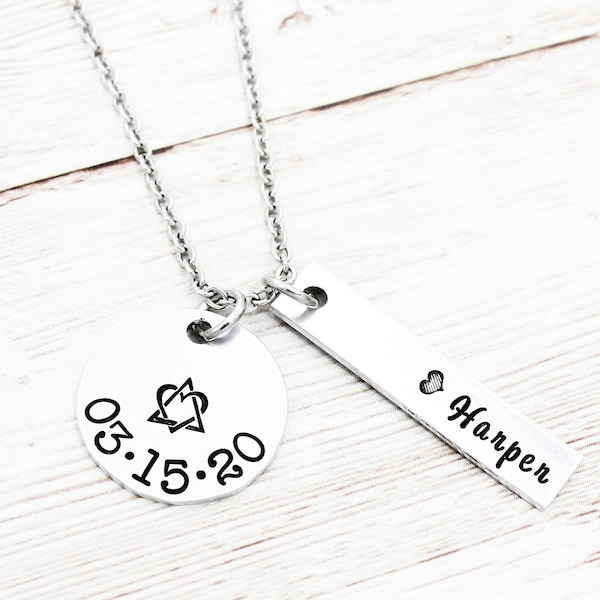 Adoption Date Necklace, Adoptive Mom Gift, Custom Adoption Jewelry, Adopted Date Gifts, Gotcha Date, New Mom Necklace, Adoptive Parents Gift