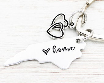 North Carolina sleutelhanger, Home State sleutelhanger, NC sleutelhangers, North Carolina geschenken, staat trots, Carolina in mijn gedachten, Home Sweet Home, Raleigh