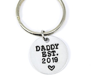 Daddy EST Keychain, Dad Keyring, Gift For Father, New Dad Gift, Husband Gift, Fathers Day Gift, For Him, First Time Dad, New Baby, Key Chain