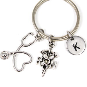 Registered Nurse Keychain, Nurse Keyring, Nurse Graduate Gifts, Coworker Gift, RN Gifts, Nursing Student Gift, Nurse Graduation, Stethoscope