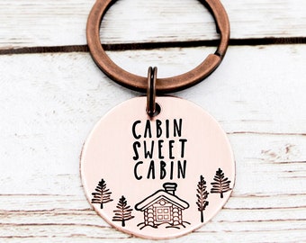 Cabin Sweet Cabin Keychain, Cabin Keyring, Mountain Cabin Gift, New Home Gifts, Rustic Cabin Gifts, Vacation Home Keys, New Home Buyer