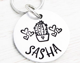 Succulent Pet ID Tag, Cactus Dog Name Tag, Plants Dog Tags, Cacti Dog Collar Charm, Succulent Cat Tag, Puppy Tags, Gift For Dogs, Dog Mom