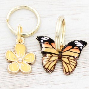 Butterfly and Yellow Flower Dog Tag Charms, Butterfly Pet Collar Charms, Floral Dog Collar Charm, Dog Jewelry, Charms For Cats, Gift For Dog