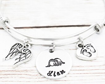 Angel Baby Bangle Bracelet, Baby Memorial Bracelet, Miscarriage Gift, Stillborn Remembrance Gift, Baby Loss, Angel Mom Gift, Pregnancy Loss