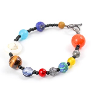Planets Bracelet, Solar System Bracelet, Galaxy Bracelet, Outer Space Bracelet, Science Bracelet, Planetary Gift, Astrology Jewelry, Unique