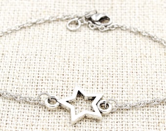 Star Anklet, Star Charm Ankle Bracelet, Star Jewelry, Celestial Anklet, Boho Anklets, Minimal Everyday Anklet, Stainless Steel Anklet