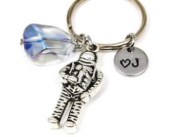 Key chain ring *VANCA* Made in Japan 56892 Astronaut Handmade 3D Leather L