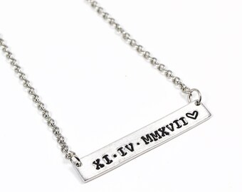 Roman Numeral Necklace, Special Date Necklace, Anniversary Necklace, New Mom Gift, Wedding Gift, Gift For Girlfriend, Bridesmaid Gifts