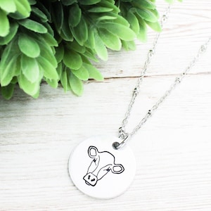 Silver Cow Necklace, Cow Charm Necklace, Farm Girl Gift, Cow Jewelry, Calf Necklace, Cowgirl Gift, Cow Farmer, Cow Lovers, Cow Gifts For Her