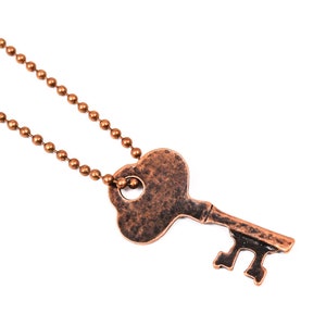Copper Skeleton Key Necklace, Mens Necklace, Key Jewelry, Unisex, Long Layering Necklace, Necklace For Man, Husband Gift, Key To My Heart