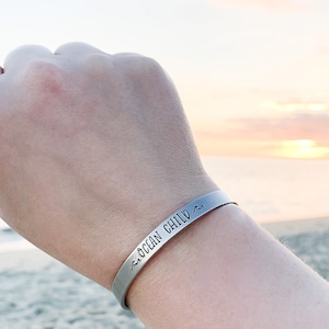 Ocean Child Cuff Bracelet, Ocean Wave Bracelet, Beach Girl Jewelry, Beach Wave Gifts, Mermaid At Heart, Beach Lover Gift, Beach Jewelry