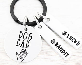 Personalized Dog Dad Keychain, Fur Dad Keyring, Dogs Names Keychain, Dog Dad Gifts, Paw Print Key Ring, Dog Adoption Gift, New Puppy Gift