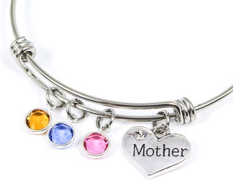 Mother Bangle Bracelet, Mother Birthstone Bracelet, Mom Bracelet, Mother Bracelet, Gift For Mom, New Mom Gift, Mom Jewelry, Momma Gift