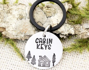 Cabin Keys Keychain, Cabin Keyring, Cabin Rental Key Chain, Mountain Keychains, Wilderness Gift, Custom Nature Charm, Home Sweet Home, House