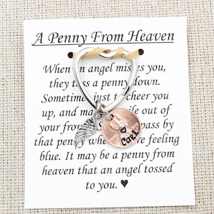 Portachiavi Penny From Heaven, portachiavi commemorativo, regalo di condoglianze, perdita di una persona cara, regali di ricordo, morte di un familiare, perdita del papà