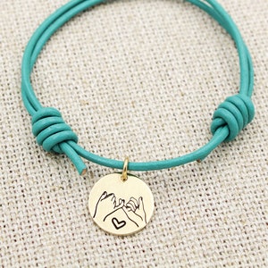Leather Pinky Promise Bracelet, Friendship Bracelets, Pinky Swear Jewelry, Gift For Best Friend, No Matter Where, Long Distance Friendship