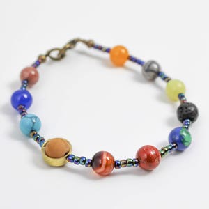 Outer Space Bracelet, Planet Bracelet, Solar System Bracelet, Zodiac Jewelry, Celestial Jewelry, Science Teacher Gift, Nerdy Gifts, Unique