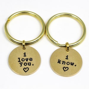 I Love You I Know Keychain Set, Long Distance Gift, Star Wars Inspired, Couples Keychain Set, Anniversary Gift, Boyfriend Keychain, Funny