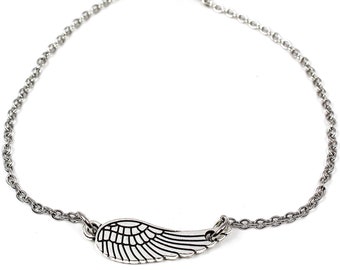 Angel Wing enkelband, engel enkelband, beschermengel sieraden, Boho enkelband, strand enkelbanden, roestvrijstalen charme enkelbanden, Memorial Gift