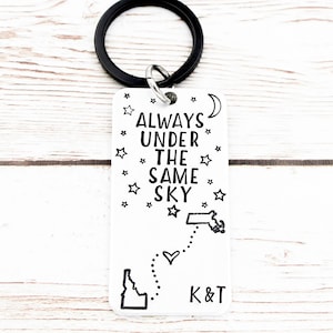 Long Distance Keychain, Always Under The Same Sky, Moving Away Gift, Distance Relationship, Distance Friendship Gift, No Matter Where
