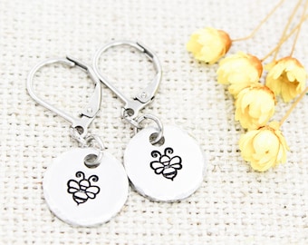 Silver Honeybee Earrings, Honey Bee Earrings, Bee Jewelry, Beekeeper Gift, Gift For Bee Lover, Spring Earrings, Summer Jewelry, Gift For Her