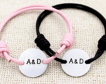 Couples Matching Bracelet Set, Couples Bracelets, Gift For Boyfriend, Anniversary Gift, Couples Initials Jewelry, His and Hers Gift, Husband