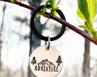 Adventure Keychain, Mountains Keyring, Hiker Gifts, Mountains Are Calling, Hiking Gift, Explorer Key Chain, Outdoors Lover, Nature Bag Charm