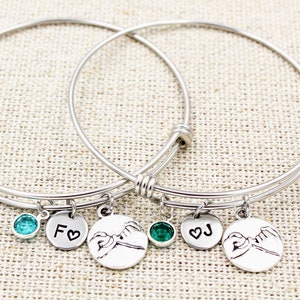 Custom Friendship Bracelet Set, Pinky Promise Bangle Bracelets, Matching Sister Bracelet Set, Gift For Friend, Best Friend Jewelry, Besties