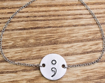Semi Colon Bracelet or Anklet, Inspiring Depression Gift, Suicide Awareness Jewelry, My Story Isn’t Over Yet, Motivation Bracelets, Friend