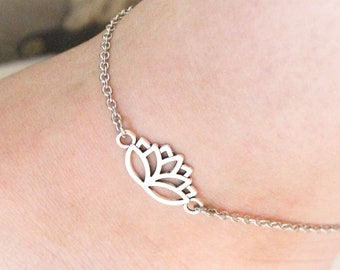 Lotus Charm Fotlänk, Lotus Fotlänkarmband, Lotusblomsmycken, Yogafotlänk, Strandfotlänk, Utomhusbröllop, Lotuspresenter, BFF-present, Till Henne