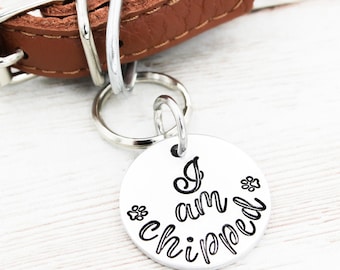 Hundemarke mit Mikrochip, I Am Chipped Dog Tag, benutzerdefinierte Haustier ID Tag, Hund ID Tags, Haustier Zubehör, Hundehalsband Charms, Katze ID Tag, Telefonnummer Tag