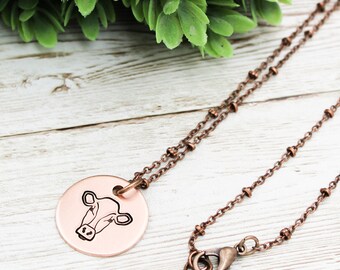 Copper Cow Necklace, Cow Lover Gift, Farm Girl Gifts, Cow Jewelry, Calf Necklace, Cowgirl Gift, Cow Farmer, Farm Animals Jewelry, For Her
