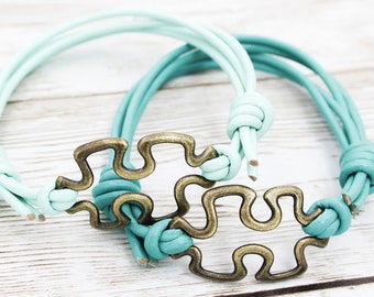Matching Puzzle Piece Bracelets, Couples Bracelet Set, Friendship Bracelets, Autism Awareness Jewelry, Autistic Gifts, Gift For Boyfriend