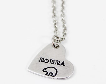 Momma Bear Necklace, Mama Bear Necklace, Mom Necklace, Gift For Mom, Mom Gift, New Mom Gift, Mom To Be Gift, Mother Necklace, Bear Jewelry