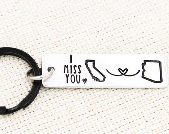 Long Distance I Miss You Keychain, Distance State Keyring, Miss You Gift, Distance Friendship, Boyfriend Gift, No Matter Where, For Him