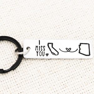 Long Distance I Miss You Keychain, Distance State Keyring, Miss You Gift, Distance Friendship, Boyfriend Gift, No Matter Where, For Him