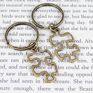 Puzzle Piece Keychain Set, His and Hers Keychains, Couples Gift, You Complete Me, BFF Keychain, Boyfriend Gift, Long Distance Gift, Set if 2