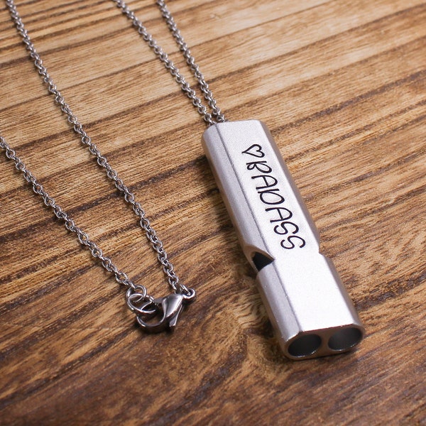 Custom Emergency Whistle Necklace, Emergency Self Defense Jewelry, Self Defense Gifts, Protection Jewelry, Badass Necklaces, Jogger Gift