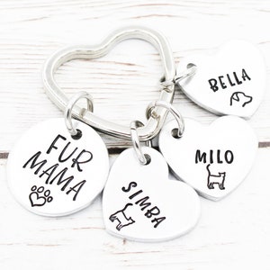 Personalized Fur Mama Keychain, Dog Mom Keyring, Cat Mom Keychain, Dog Name Keychains, Custom Pet Keychain, Pet Gifts, Fur Momma Gift