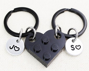 Connecting Heart Keychain Set, Made From Authentic LEGO® Bricks, Couples Keychains, Valentine Gift, Friend Gifts, Gift For Boyfriend, Love