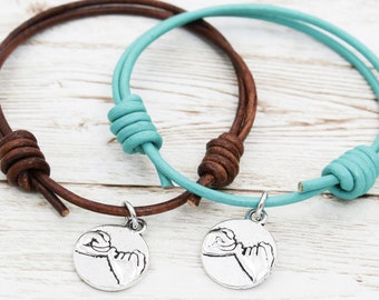 Matching Pinky Promise Bracelet Set, Friendship Charm Bracelets, Pinky Swear, Long Distance Friend Gift, No Matter Where, Sister Jewelry