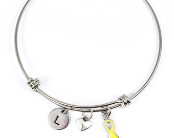 Endometriosis Awareness Bangle, Endo Warrior Bracelet, Endometriosis Bracelet, Yellow Awareness, Suicide Awareness, Cancer Awareness