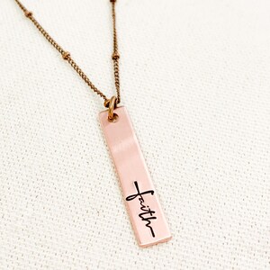 Copper Faith Cross Necklace, Cross Charm Necklace, Faith Jewelry, Christian Gifts, Motivational Gift, Religious Necklaces, Inspiring Present