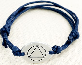Bracciale In Argento Sterling Per La Sobrietà - Simbolo Del Triangolo AA, Gioiello Per Recupero E Supporto, Regalo Per Donne In Recupero