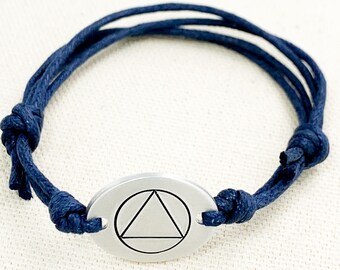 Bracciale In Argento Sterling Per La Sobrietà - Simbolo Del Triangolo AA, Gioiello Per Recupero E Supporto, Regalo Per Donne In Recupero