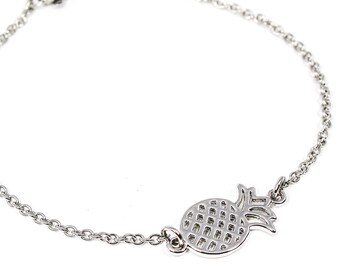Silber Ananas Fußkettchen, Ananas Fußkettchen, Sommer Strand Fußkettchen, Ananas Liebhaber Geschenk, Tropical Schmuck, Charm Fußkettchen, Obst Geschenk